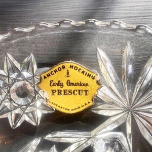 ♥️💖 Vintage Anchor Hocking Early American Precut Glass Footed Dish